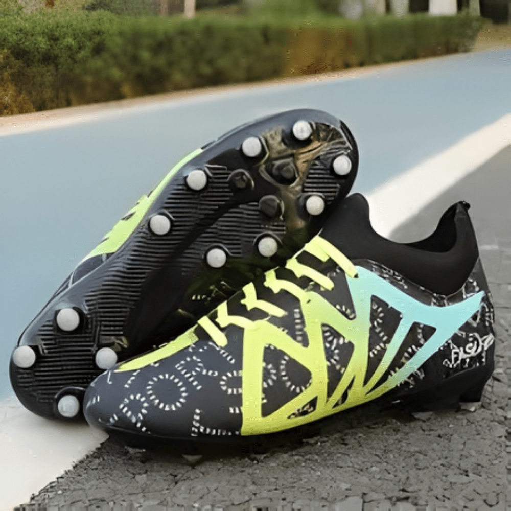Ultra-light soccer cleats featuring training spikes designed for turf, showcasing a professional athletic design and available in multiple sizes for optimal performance. 0